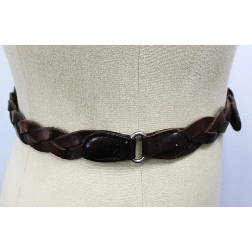 HOLLISTER Belt Size XS/S Vintage 90s California Brown Braided Logo Leather